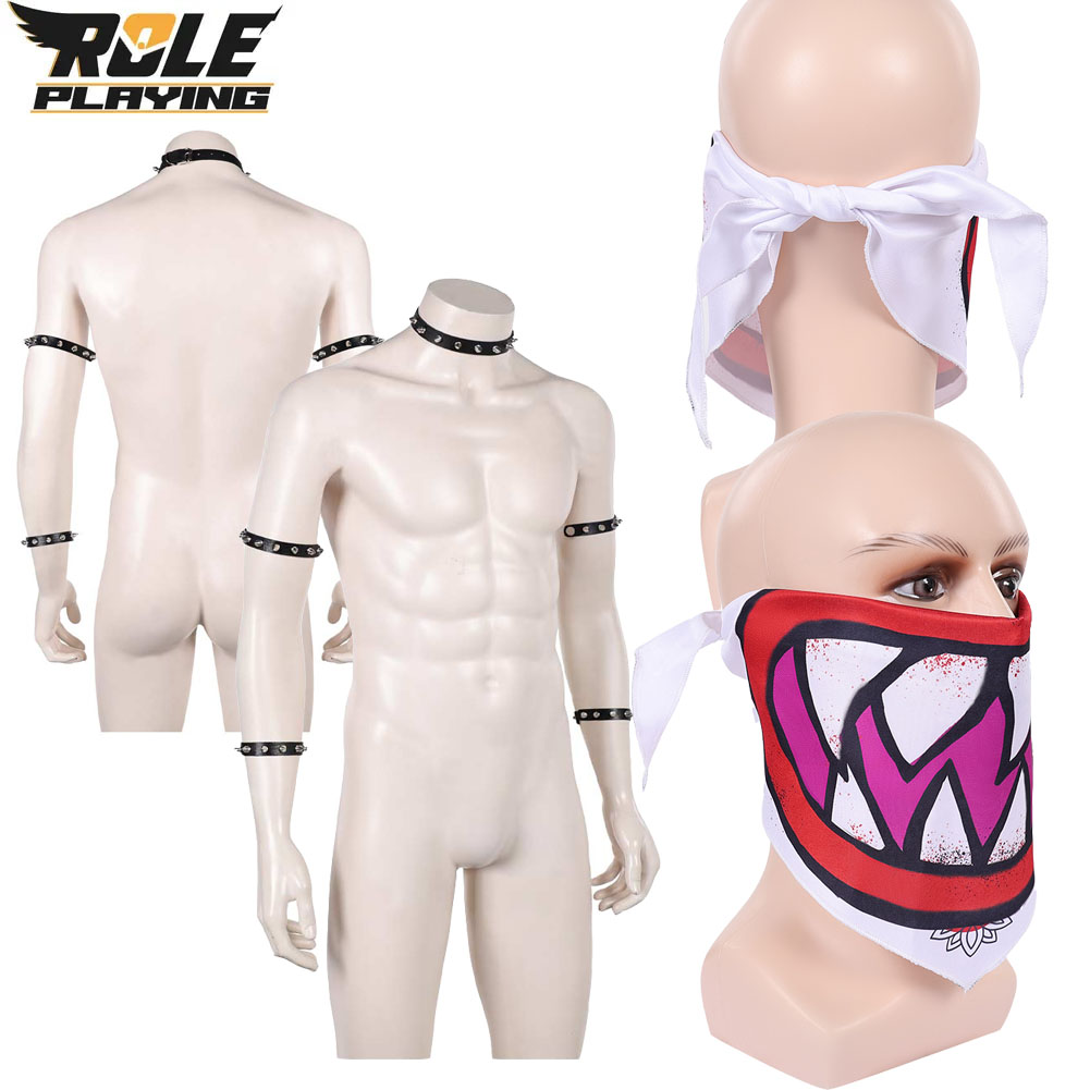 Men Accessories Kit - Bowser Jr Cosplay Scarf Mask Bracelet