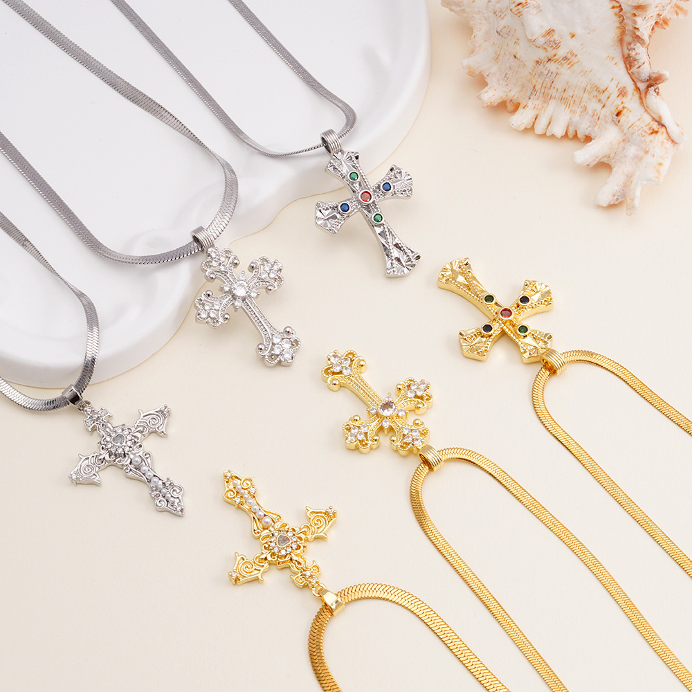 Men Accessories Photos - Vintage Vine Cross Pendant Necklace for